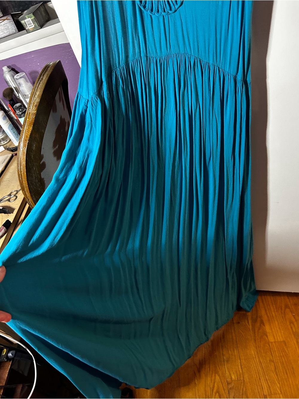 Anthropologie Teal Crochet Yoke Maxi Dress - Picture 7 of 7